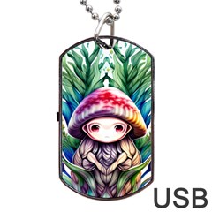 Fantasy Mushroom Forest Dog Tag Usb Flash (one Side) by GardenOfOphir