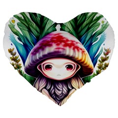 Fantasy Mushroom Forest Large 19  Premium Flano Heart Shape Cushions by GardenOfOphir