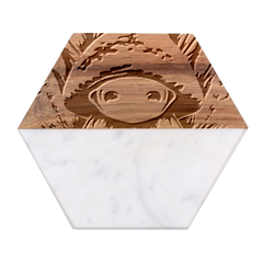 Fantasy Mushroom Forest Marble Wood Coaster (hexagon) 