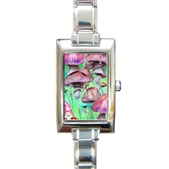 Historical Mushroom Forest Rectangle Italian Charm Watch by GardenOfOphir