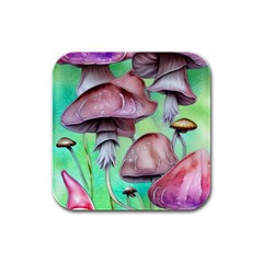 Historical Mushroom Forest Rubber Square Coaster (4 Pack) by GardenOfOphir