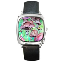 Historical Mushroom Forest Square Metal Watch by GardenOfOphir