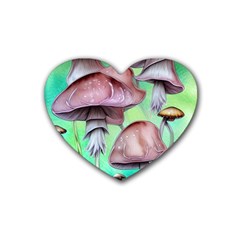 Historical Mushroom Forest Rubber Coaster (heart) by GardenOfOphir