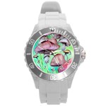 Historical Mushroom Forest Round Plastic Sport Watch (L) Front