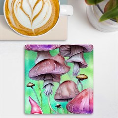 Historical Mushroom Forest Uv Print Square Tile Coaster  by GardenOfOphir