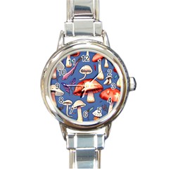 Nature s Own Wooden Mushroom Round Italian Charm Watch by GardenOfOphir