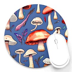 Nature s Own Wooden Mushroom Round Mousepad by GardenOfOphir