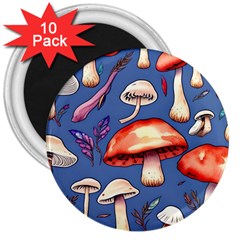 Nature s Own Wooden Mushroom 3  Magnets (10 Pack)  by GardenOfOphir