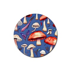 Nature s Own Wooden Mushroom Rubber Coaster (round) by GardenOfOphir