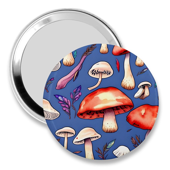 Nature s Own Wooden Mushroom 3  Handbag Mirrors