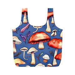 Nature s Own Wooden Mushroom Full Print Recycle Bag (m) by GardenOfOphir