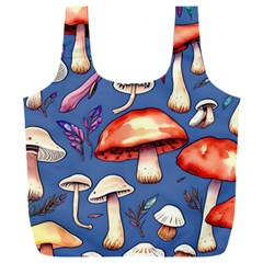 Nature s Own Wooden Mushroom Full Print Recycle Bag (xxxl) by GardenOfOphir