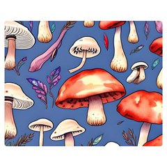 Nature s Own Wooden Mushroom One Side Premium Plush Fleece Blanket (medium) by GardenOfOphir