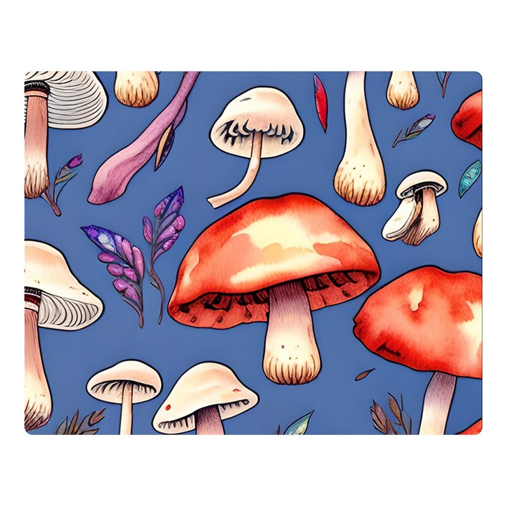 Nature s Own Wooden Mushroom One Side Premium Plush Fleece Blanket (Large)