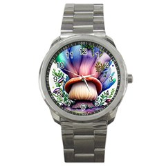 Forestcore Mushroom Sport Metal Watch by GardenOfOphir