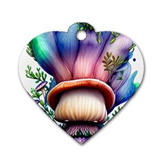 Forestcore Mushroom Dog Tag Heart (two Sides) by GardenOfOphir