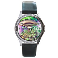 Farmcore Mushroom Round Metal Watch by GardenOfOphir