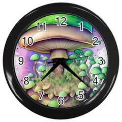 Farmcore Mushroom Wall Clock (black) by GardenOfOphir