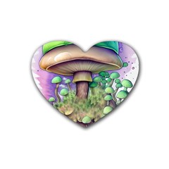 Farmcore Mushroom Rubber Heart Coaster (4 Pack) by GardenOfOphir