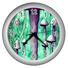 Witchy Mushroom Wall Clock (silver) by GardenOfOphir