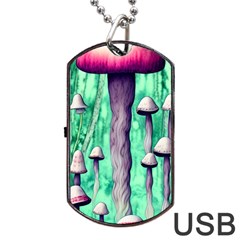 Witchy Mushroom Dog Tag Usb Flash (two Sides) by GardenOfOphir