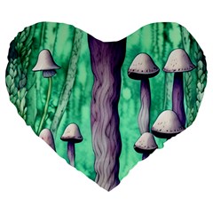 Witchy Mushroom Large 19  Premium Flano Heart Shape Cushions by GardenOfOphir