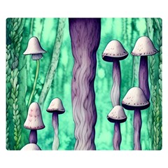 Witchy Mushroom One Side Premium Plush Fleece Blanket (small) by GardenOfOphir