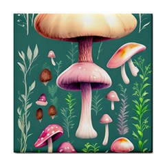 Tiny Historical Mushroom Tile Coaster by GardenOfOphir