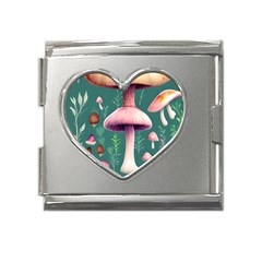 Tiny Historical Mushroom Mega Link Heart Italian Charm (18mm) by GardenOfOphir