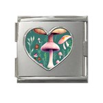 Tiny Historical Mushroom Mega Link Heart Italian Charm (18mm) Front