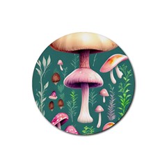 Tiny Historical Mushroom Rubber Round Coaster (4 Pack) by GardenOfOphir