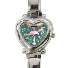 Tiny Historical Mushroom Heart Italian Charm Watch by GardenOfOphir