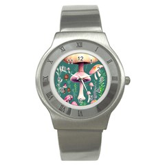 Tiny Historical Mushroom Stainless Steel Watch by GardenOfOphir