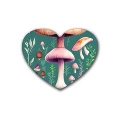 Tiny Historical Mushroom Rubber Coaster (heart) by GardenOfOphir