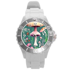 Tiny Historical Mushroom Round Plastic Sport Watch (l) by GardenOfOphir