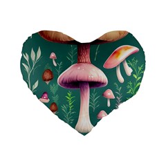 Tiny Historical Mushroom Standard 16  Premium Heart Shape Cushions by GardenOfOphir