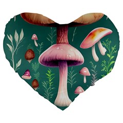 Tiny Historical Mushroom Large 19  Premium Heart Shape Cushions by GardenOfOphir