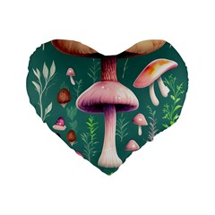 Tiny Historical Mushroom Standard 16  Premium Flano Heart Shape Cushions by GardenOfOphir