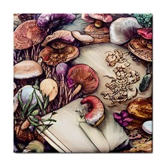 Dainty Mushroom Pendant Tile Coaster by GardenOfOphir