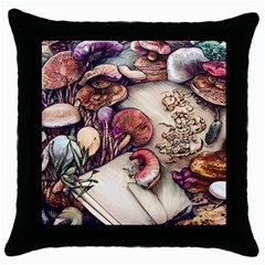 Dainty Mushroom Pendant Throw Pillow Case (black) by GardenOfOphir