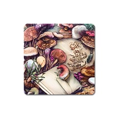 Dainty Mushroom Pendant Square Magnet by GardenOfOphir