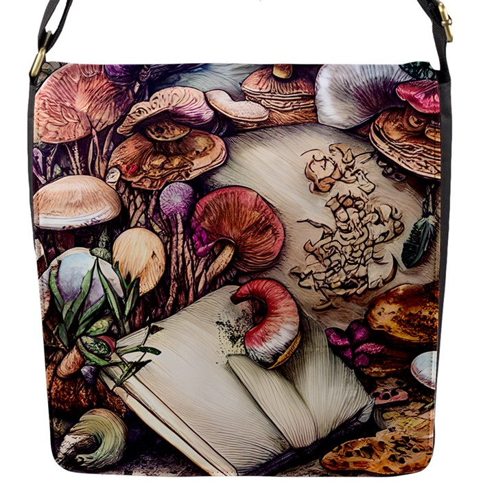 Dainty Mushroom Pendant Flap Closure Messenger Bag (S)