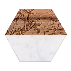 Dainty Mushroom Pendant Marble Wood Coaster (hexagon) 