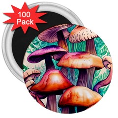 Witchy Mushrooms In The Woods 3  Magnets (100 Pack) by GardenOfOphir