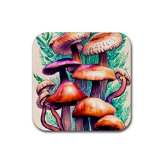 Witchy Mushrooms In The Woods Rubber Coaster (square) by GardenOfOphir