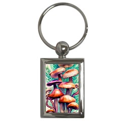 Witchy Mushrooms In The Woods Key Chain (rectangle) by GardenOfOphir