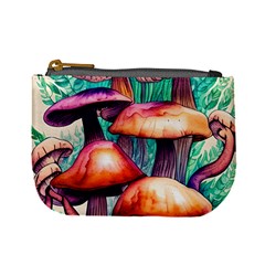 Witchy Mushrooms In The Woods Mini Coin Purse by GardenOfOphir