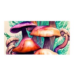 Witchy Mushrooms In The Woods Satin Wrap 35  X 70  by GardenOfOphir