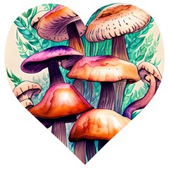 Witchy Mushrooms In The Woods Wooden Puzzle Heart by GardenOfOphir