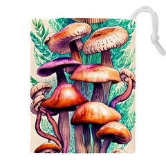 Witchy Mushrooms In The Woods Drawstring Pouch (4xl) by GardenOfOphir